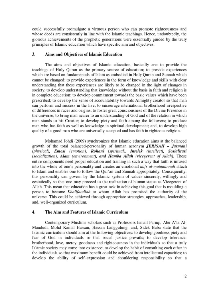 Aims and Objectives of Islamic Education | PDF | Quran | Islam