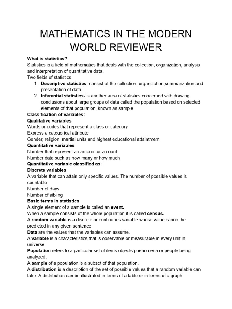 MATHEMATICS IN THE MODERN WORLD REVIEWER MIDTERM visual data 2