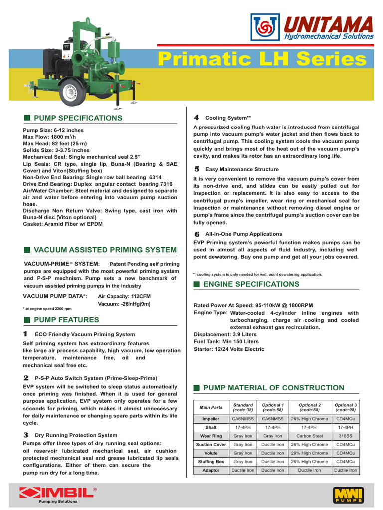Primatic LH Series | PDF | Pump | Vacuum
