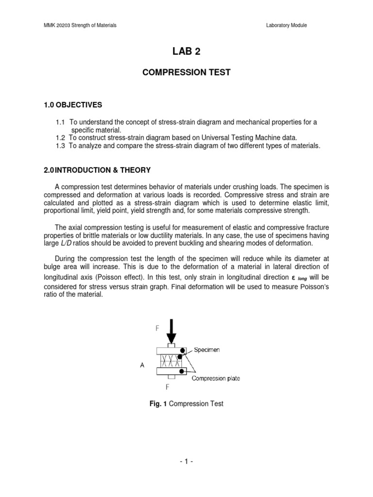 Compression Test - Lab Module 2023 Student | PDF | Deformation ...