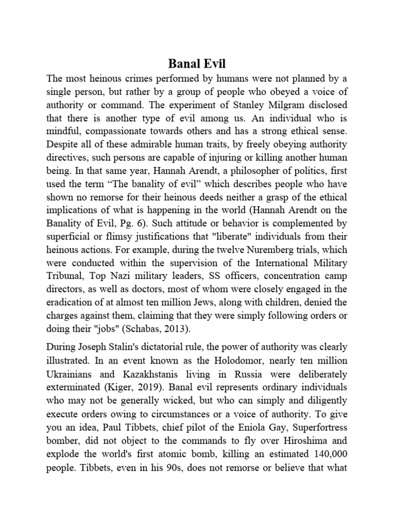 Banality of evil pdf history