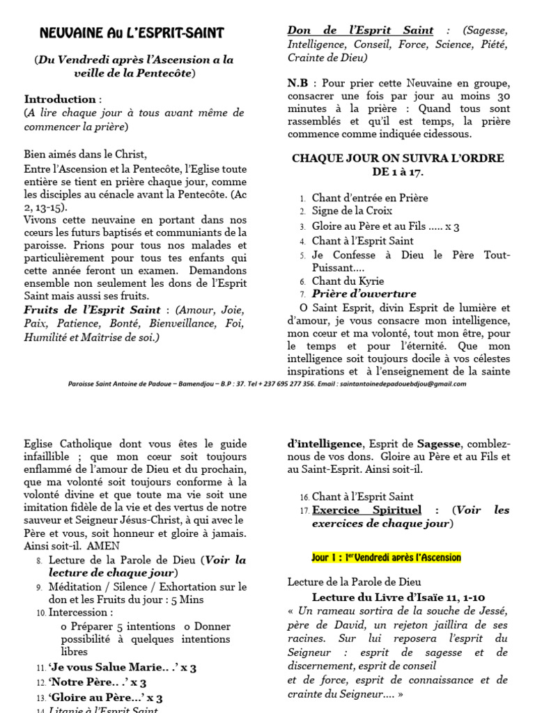 Neuvaine à l'Esprit Saint 2023 | PDF | Saint-Esprit | Jésus