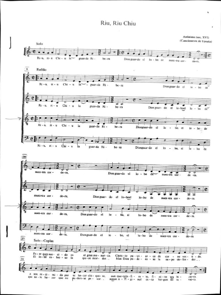 PDF image thumbnail for “Riu, Riu Chiu,” indicating an alternative sheet music document layout