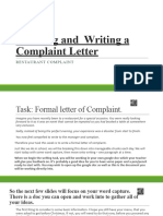 Complaint Letter Word Capture Lesson Monday 11th