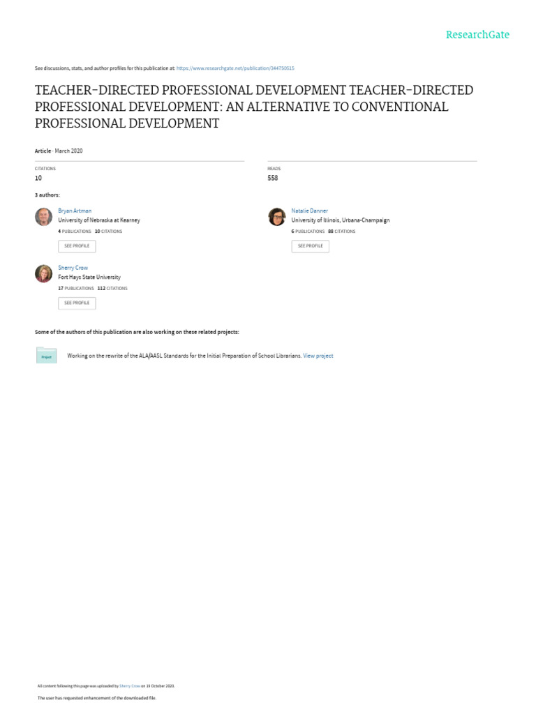 Teacher-Directed Professional Development | PDF | Teachers | Learning