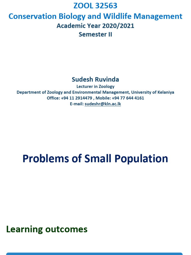 Small Population Extinction Risks | PDF | Genetic Diversity | Genetics