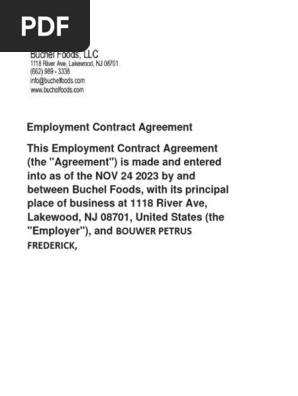 Employment Contract_Buchel Foods_FREDERICK
