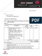 Techno-Commercial Offer For Bio Digester 5 M3