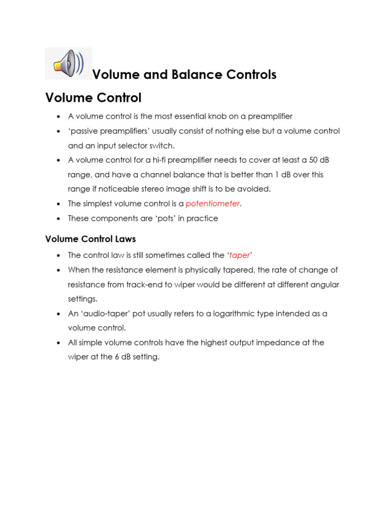 Volume and Tone Control Overview | PDF | Equalization (Audio) | Amplifier