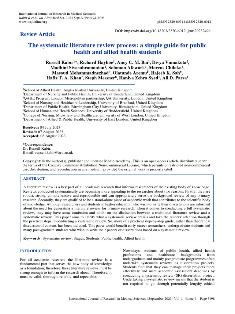 The Systematic Literature Review Process: A Simple Guide For Public ...