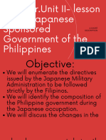2nd QTR - Unit II-lesson 2 The Japanese Sponsored Government of The Philippines