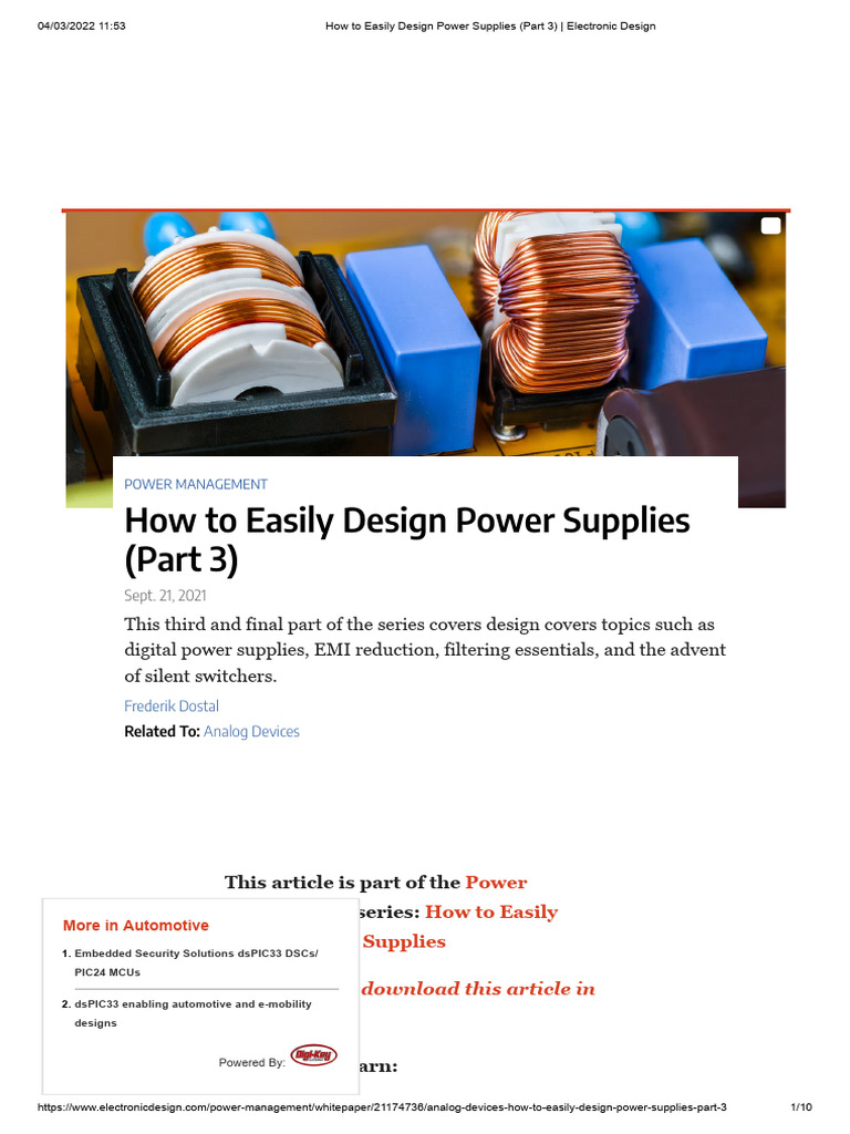 Designing Low Noise Power Supplies | PDF | Electronic Filter ...