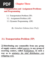 Chapter 3 Transporatition and Assignment Models & Programming