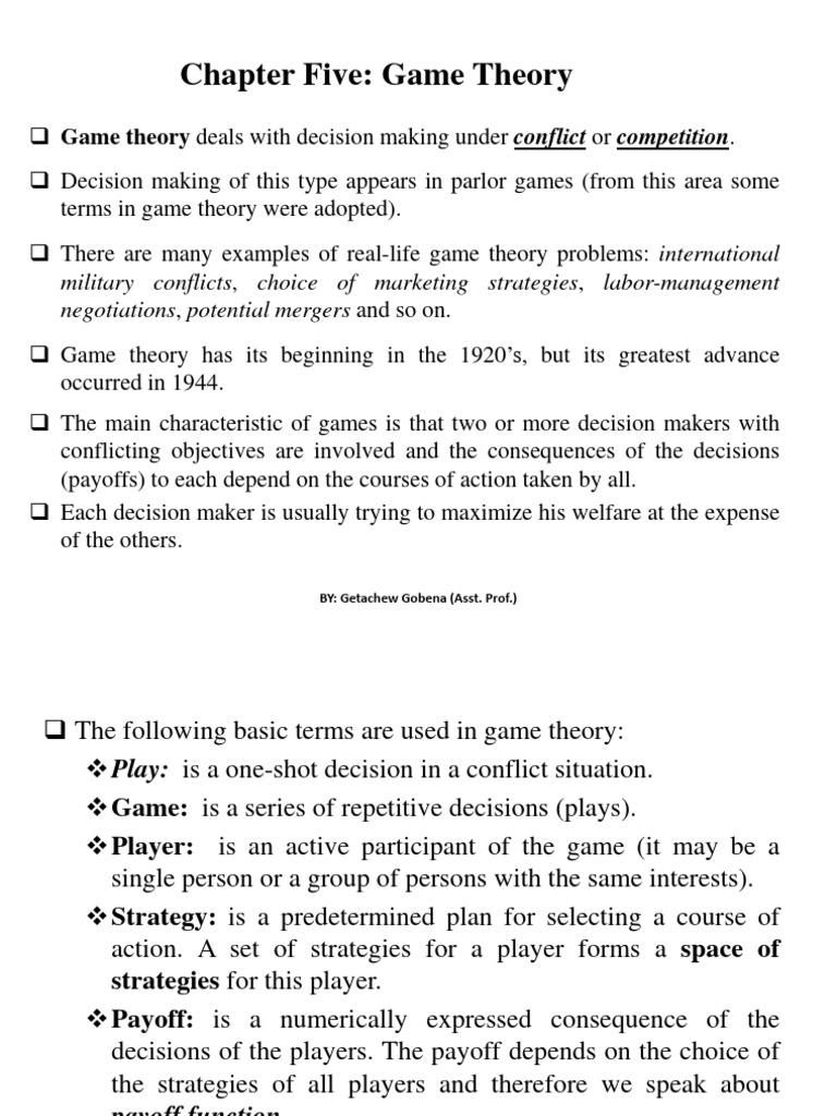 Chapter 5 game theory pdf mathematical economics economics of