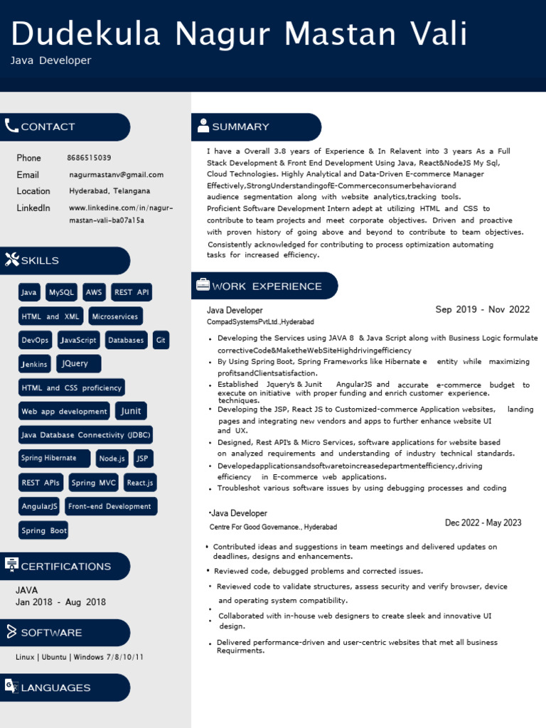 JAVA Developer | Download Free PDF | Spring Framework | Computer ...