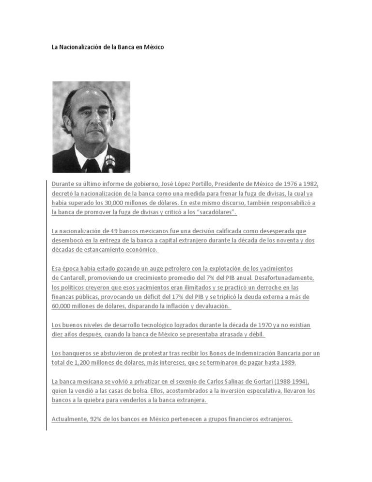 Nacionalización de la Banca en México 1982 | PDF