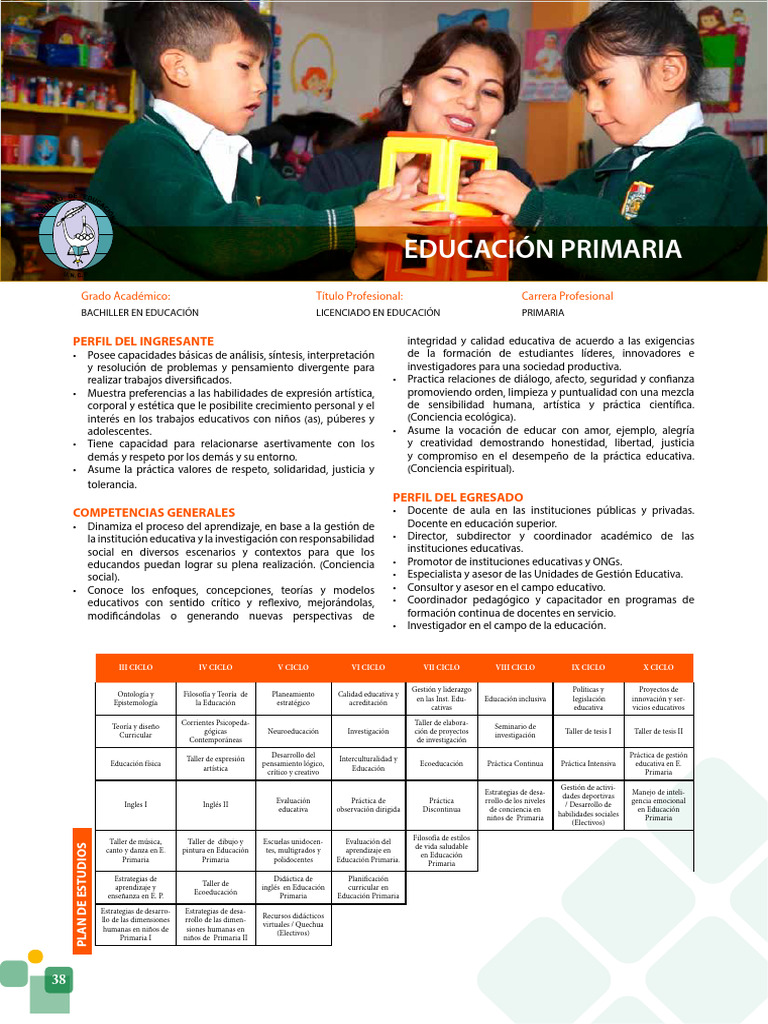 Perfil y Plan de Estudios en Educación Primaria | PDF | Educación ...