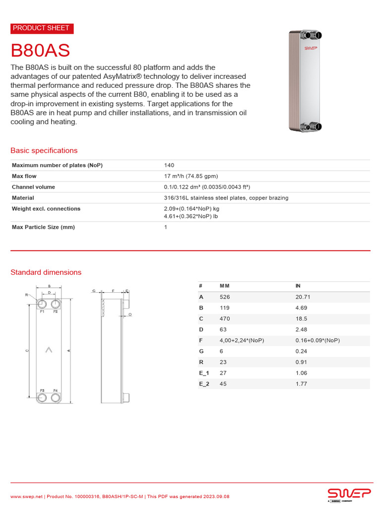 Basic Specifications: Product Sheet | PDF | Heat Exchanger | Chemistry