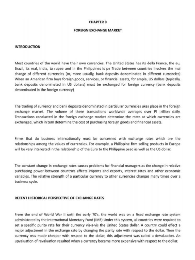 Financial Markets Chapter 9 Foreign Exchange Market Pdf