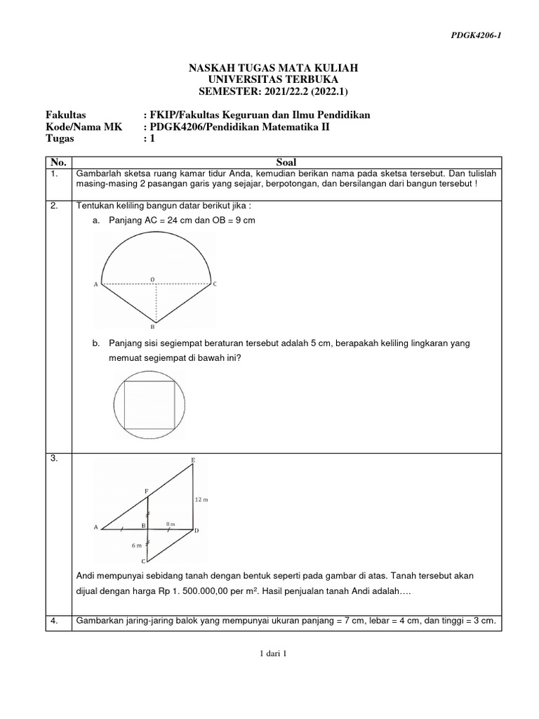 Soal Pdgk4206 Tmk1 1 | PDF | Metode & Bahan Ajar | Sains & Matematika