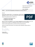 Obaid-Sigma Paint Official Letter Dated April 15, 2020 Confirming Usage of Aggregate From Other Supplier With APCS 12