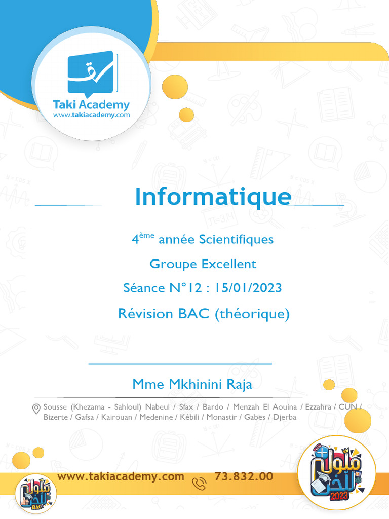 Révision Bac Info 2023: Algorithmes et Tableaux | PDF | Informatique ...