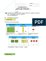 Math 2 Activity Sheet Visualizes and Represents Numbers From 0-1000