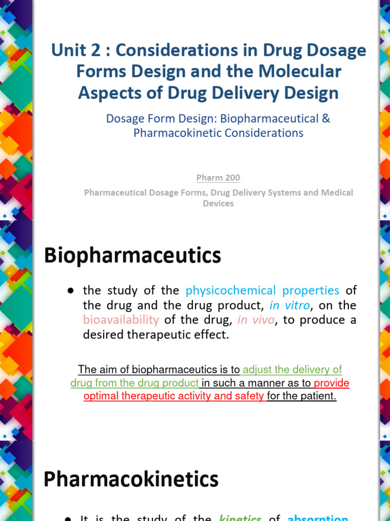 Drug Dosage Form Design Insights | PDF | Drug Metabolism | Cell Membrane
