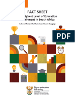 Fact Sheet On The Highest Level of Education Attainment in South Africa - March 2021