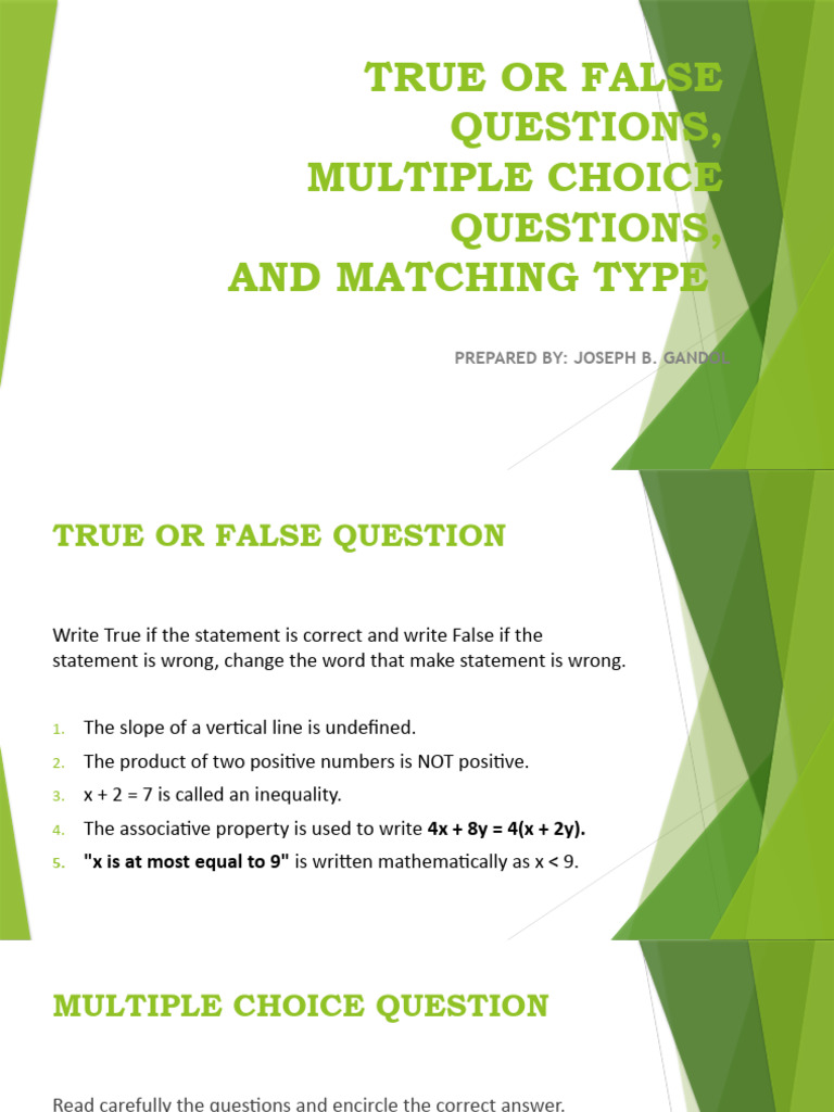 True or False Question | PDF | Mathematics | Logic