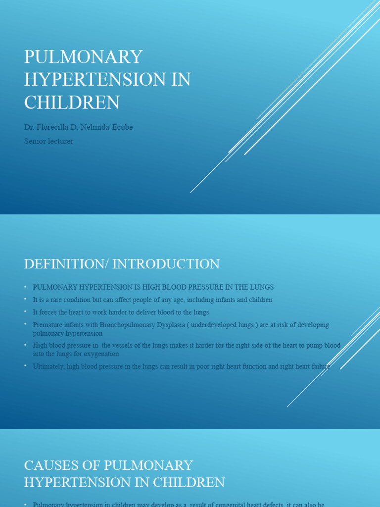 PULMONARY HYPERTENSION in Children Fdne PDF Heart Hypertension