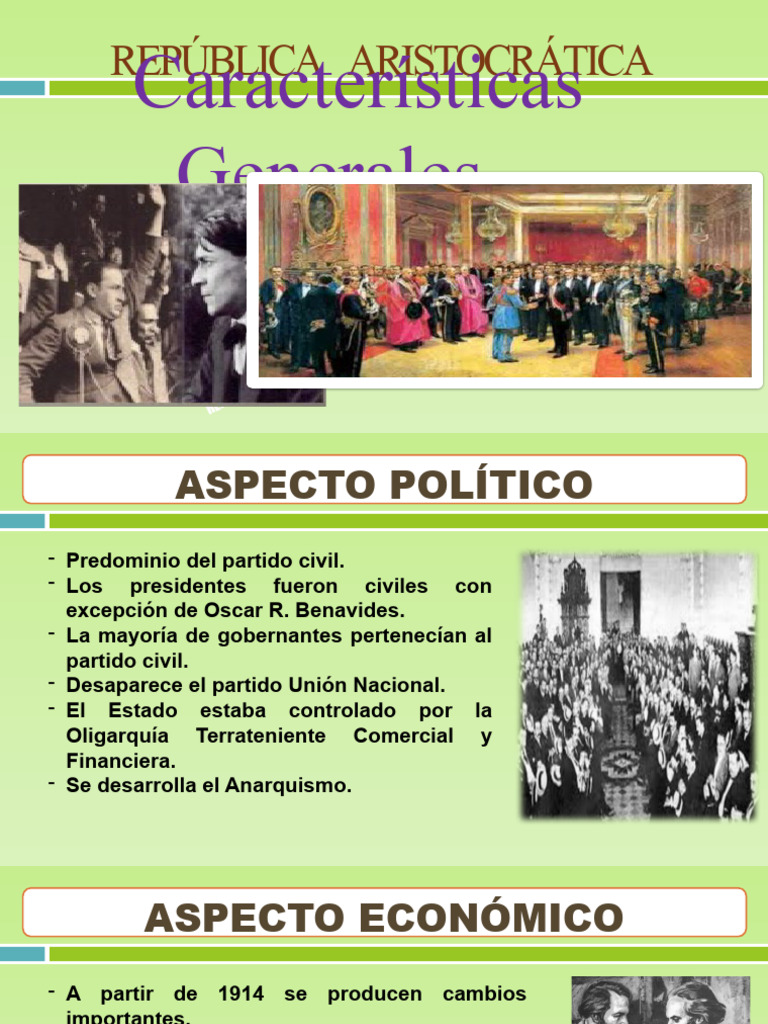 República Aristocrática Características Generales (3906) | PDF | Economias