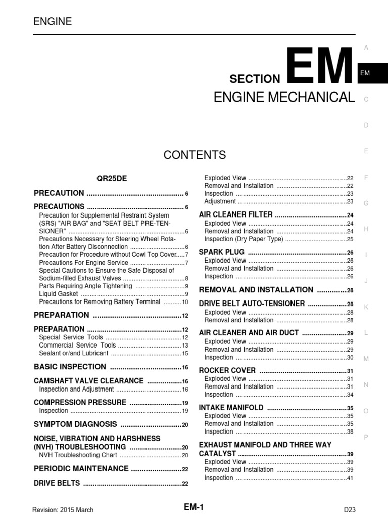 Em Ys23ddtt y Qr25de Np300 | PDF | Airbag | Internal Combustion Engine
