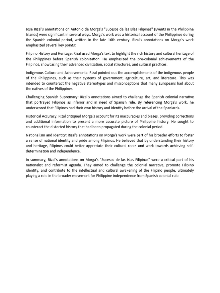 Rizal's Annotations on Morga's History | PDF