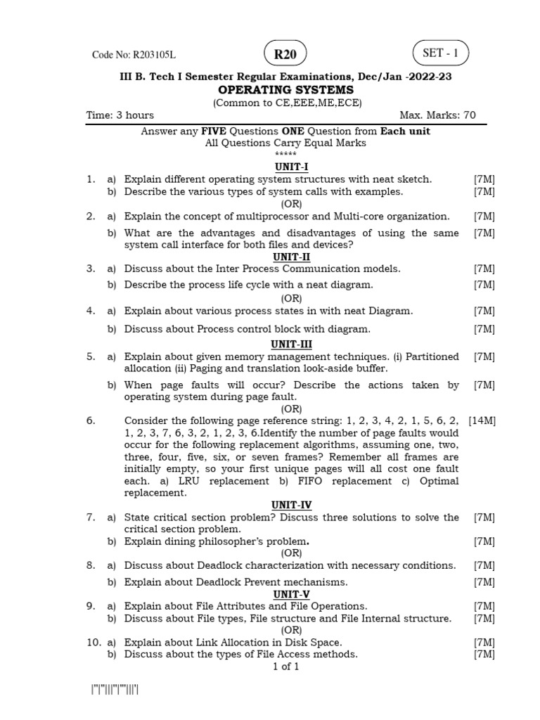 Operating Systems Exam Questions 2022-23 | PDF | Scheduling (Computing ...
