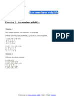 Exercice 1 Les Nombres Relatifs Quatrieme 113