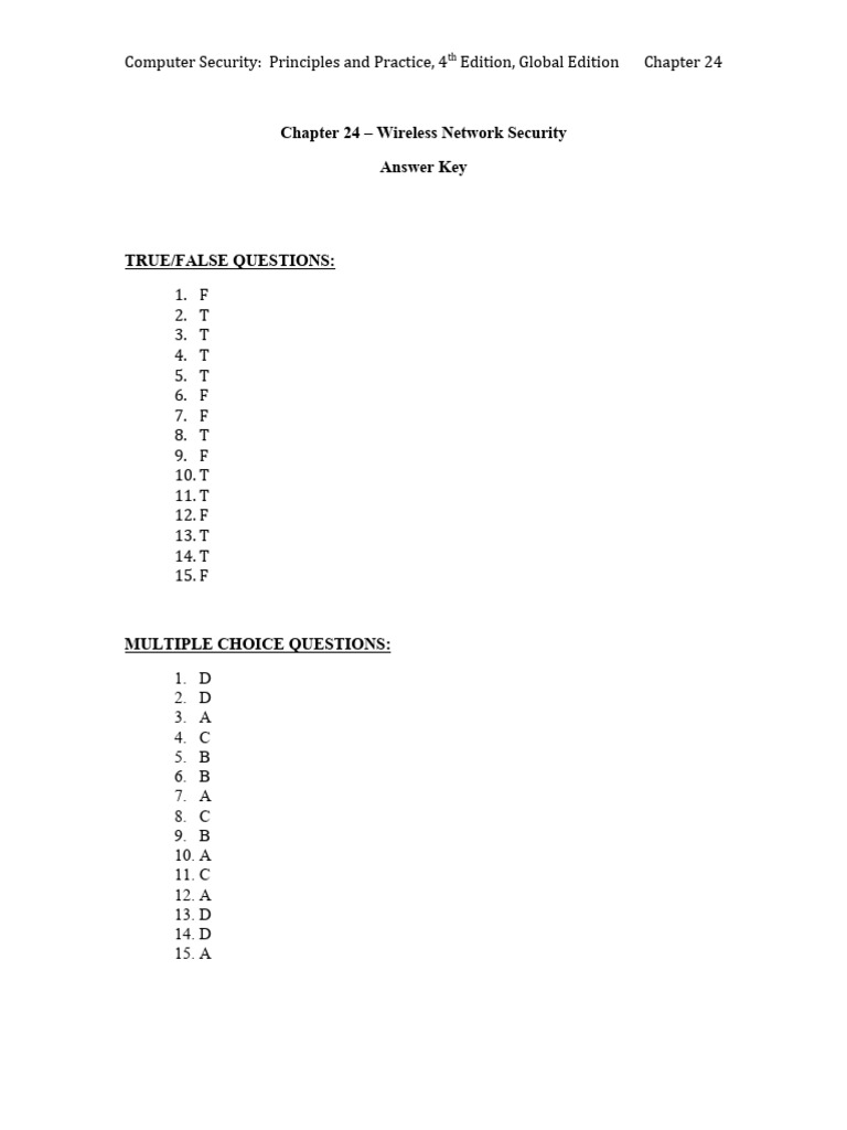 Chapter 24 Answer Key - CompSec4e | PDF | Technology & Engineering