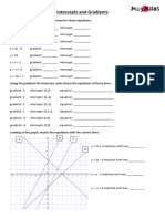 Gradient and Intercept Worksheet