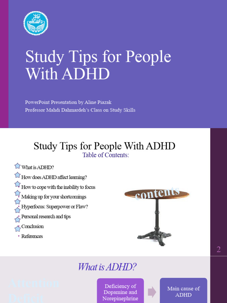 Study Tips For People With ADHD | PDF | Attention Deficit Hyperactivity ...