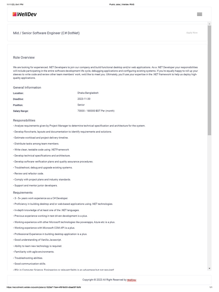 Dotnet mid welldev rms pdf software application software