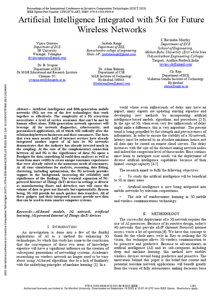 AI and 5G: Transforming Connectivity | PDF | Artificial Intelligence ...