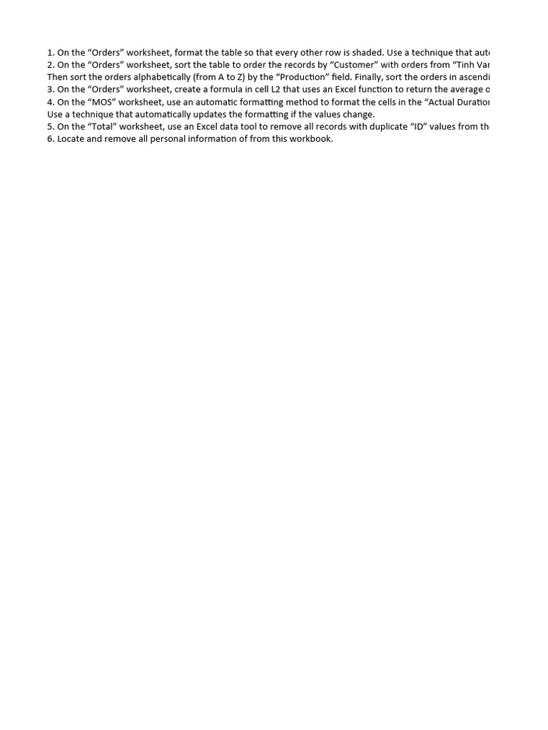 Excel Formatting and Data Management Guide | PDF
