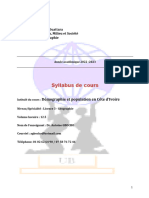 Syllabus de Cours: Université Alassane Ouattara UFR: Communication, Milieu Et Société Département: Géographie