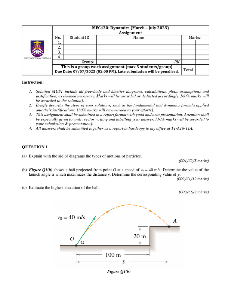 Dynamics Assignment: Angular Motion Analysis | PDF | Acceleration ...