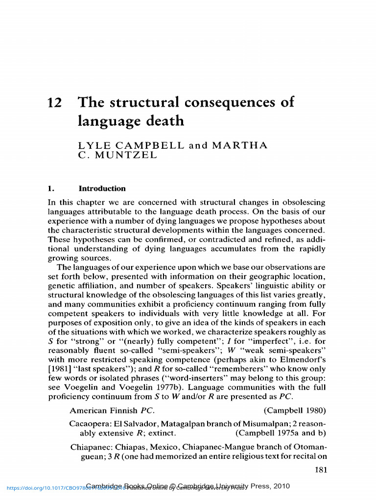 Campbell Structural - Consequences - of - Language - Death | PDF ...