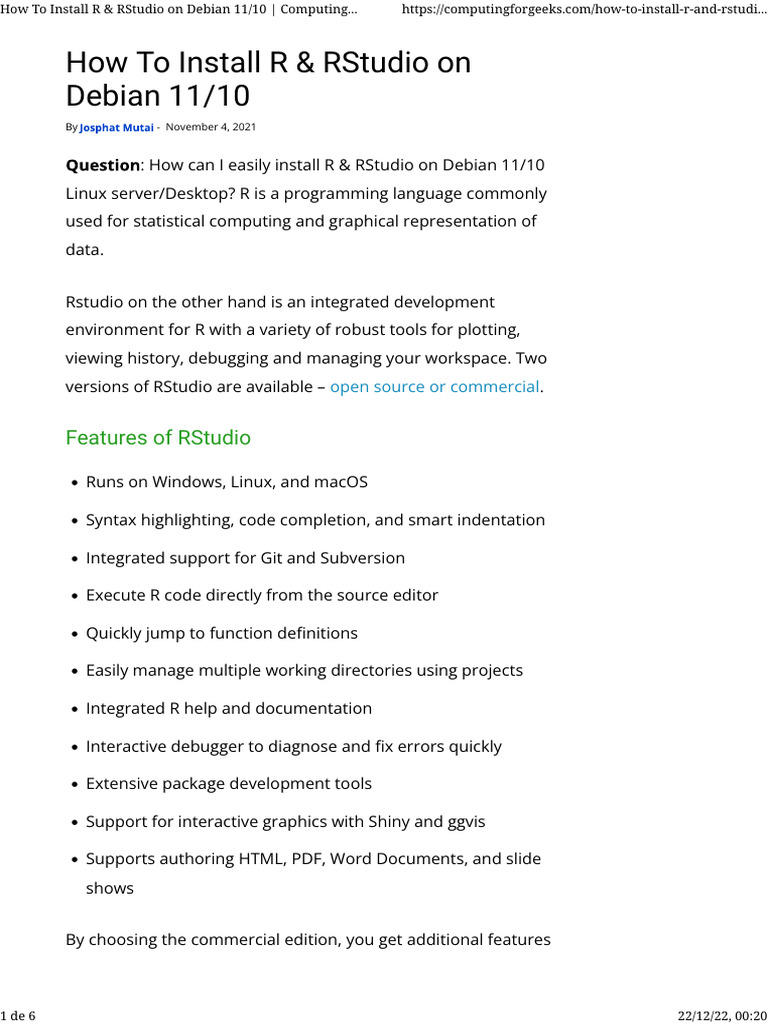How to install r rstudio on debian 11 10 computingforgeeks pdf