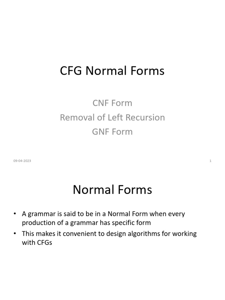 Cfg normal forms pdf theoretical computer science algorithms