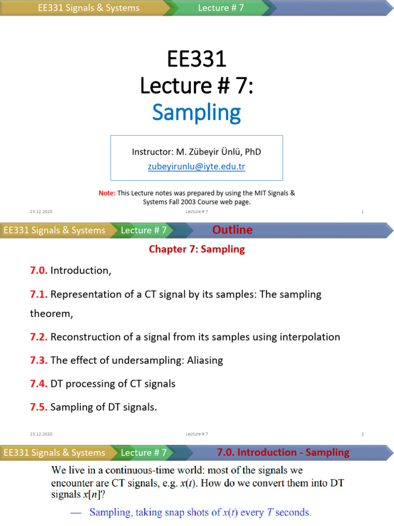 EE331 - L07 - Signals & Systems | PDF | Sampling (Signal Processing ...