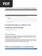 Constructivism As A Theory For Teaching and Learning