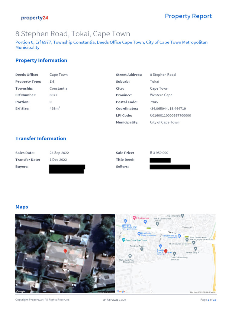 Property24 PropertyReport Sample | PDF | Real Estate Appraisal | Sales